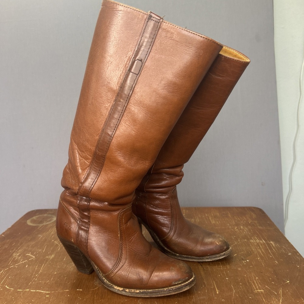 Vintage Frye 7945 Tall Leather Boots Women’s 6.5 B Brown Made in USA